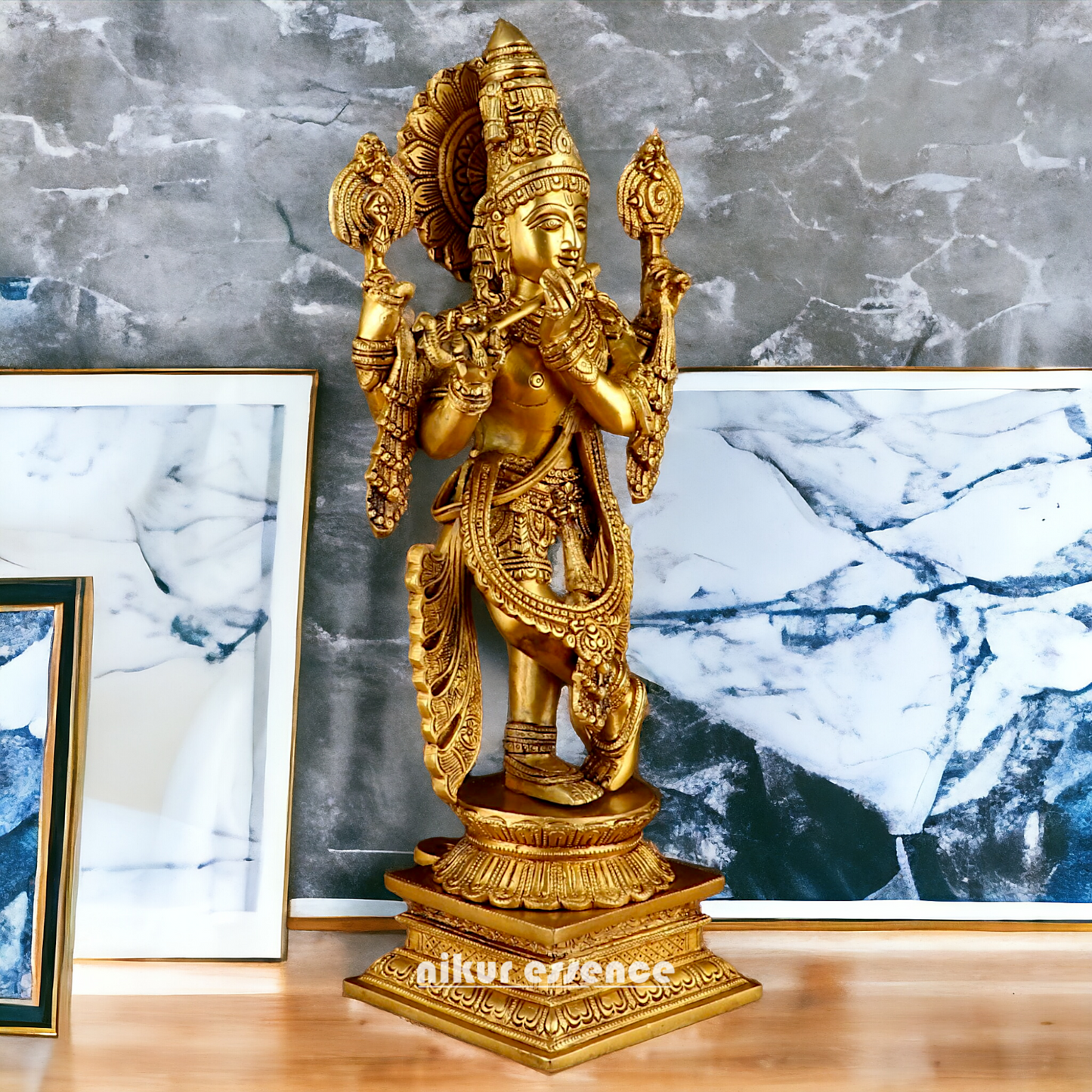 Solid Brass krishna God Standing idol - 20 Inch Nikuressence