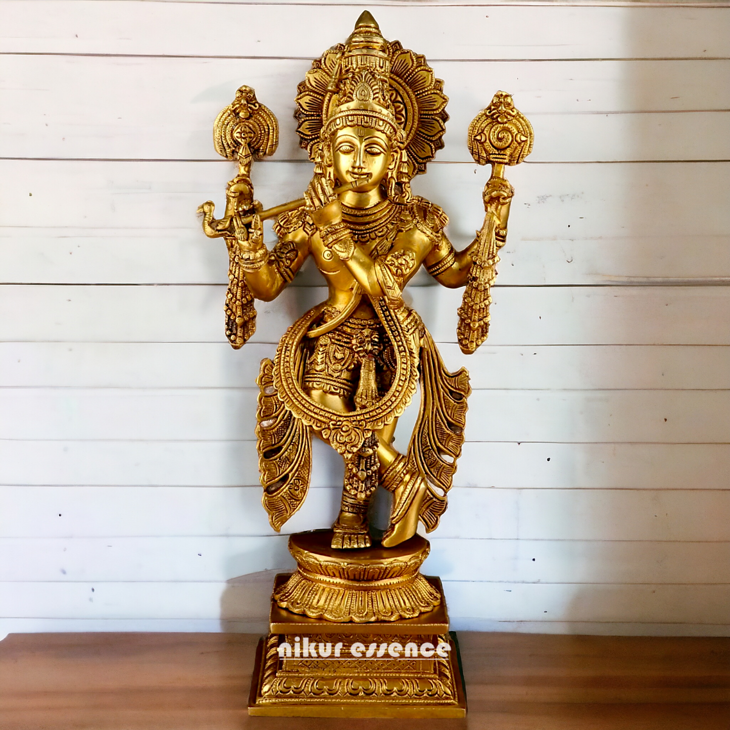 Solid Brass krishna God Standing idol - 20 Inch Nikuressence
