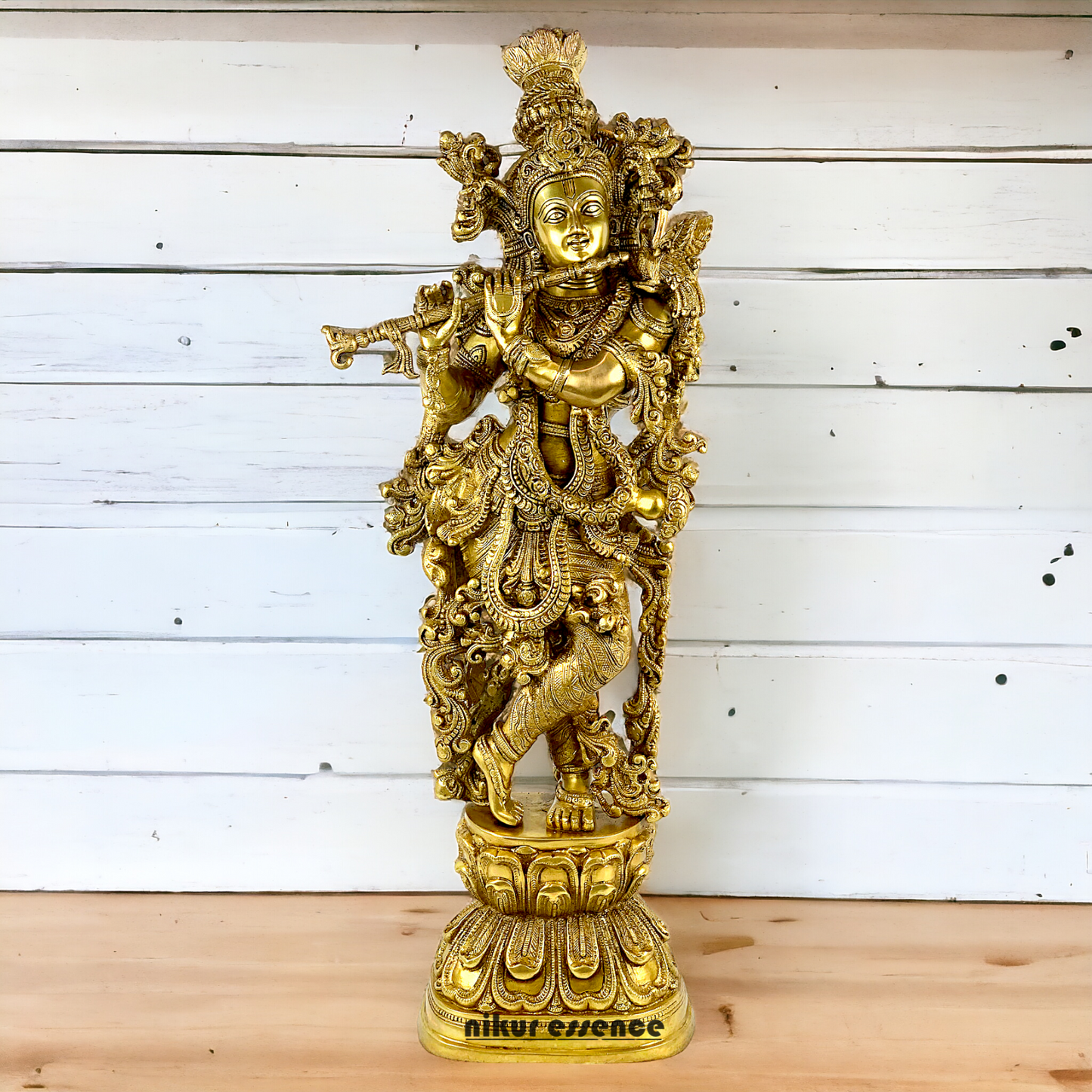 Lord Krishna Standing with Playing Flute idol - 29 inch Nikuressence