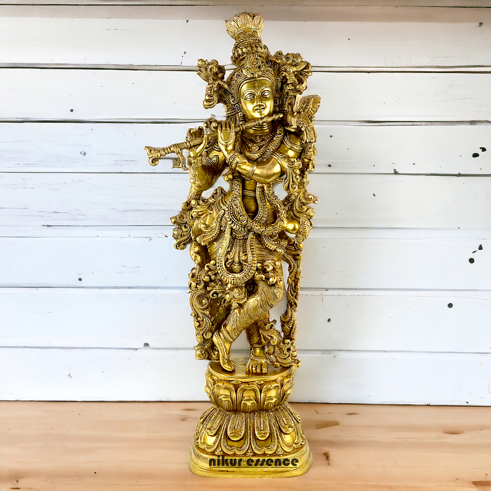 Lord Krishna Standing with Playing Flute idol - 29 inch Nikuressence