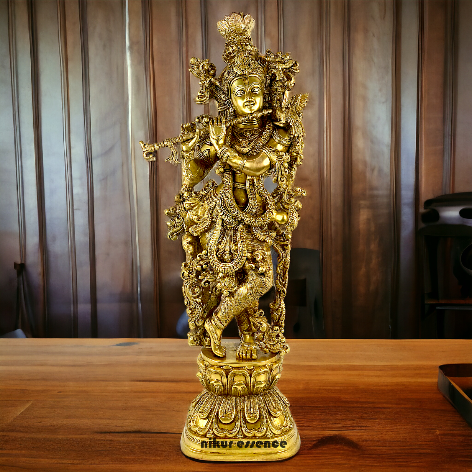 Lord Krishna Standing with Playing Flute idol - 29 inch Nikuressence