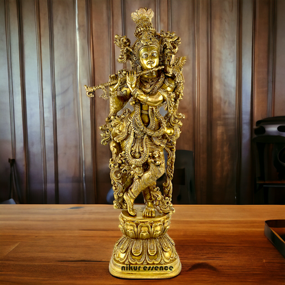 Lord Krishna Standing with Playing Flute idol - 29 inch Nikuressence