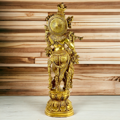Lord Krishna Standing with Playing Flute idol - 29 inch Nikuressence