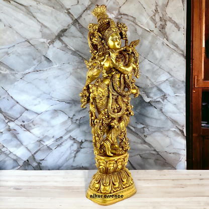 Lord Krishna Standing with Playing Flute idol - 29 inch Nikuressence