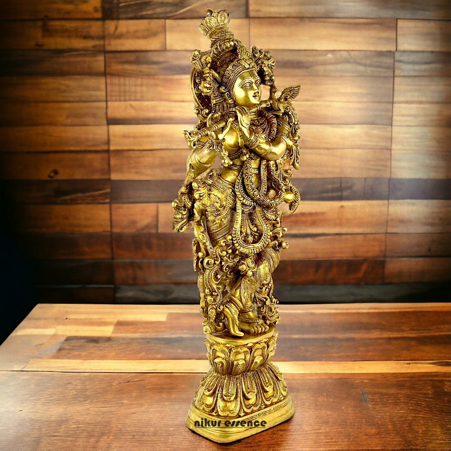 Lord Krishna Standing with Playing Flute idol - 29 inch Nikuressence