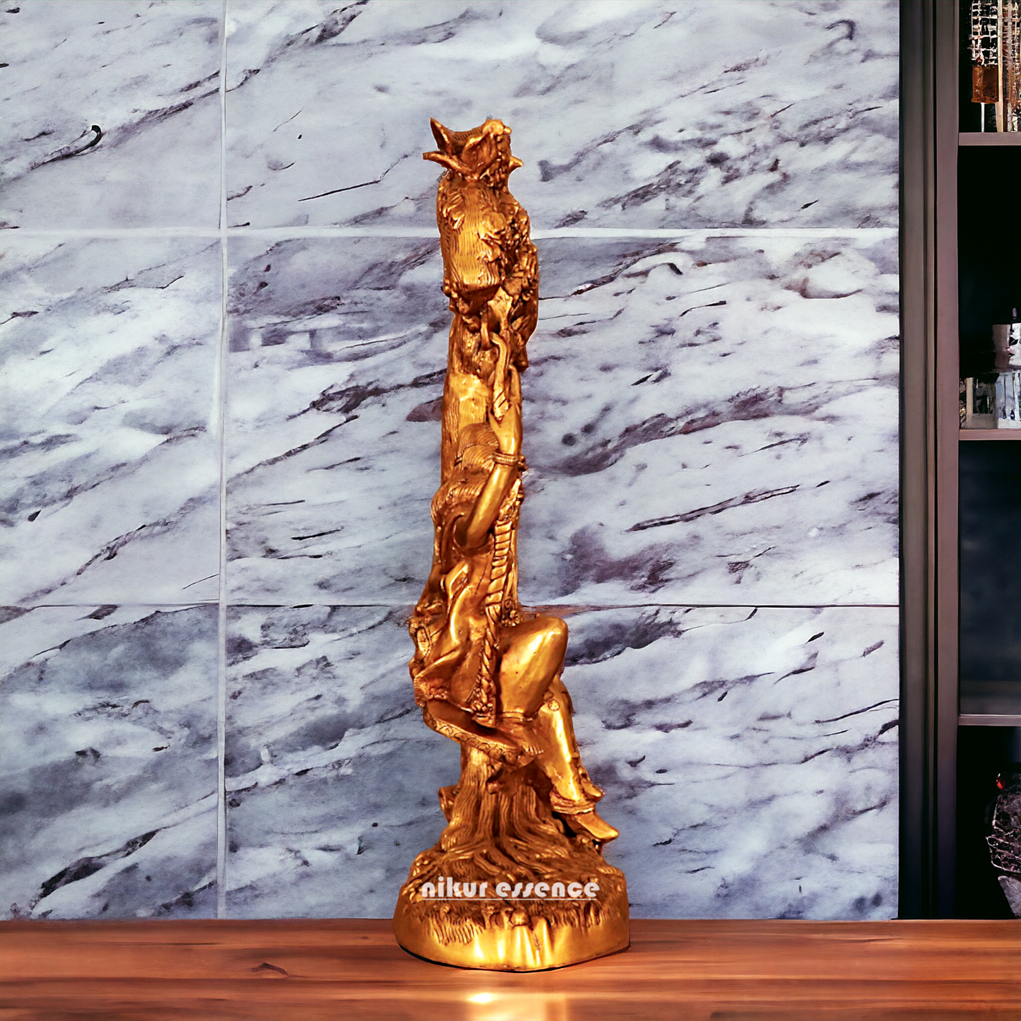 Pure Brass Radha Krishna swinging Jhula statue - 22.5 Inches Nikuressence