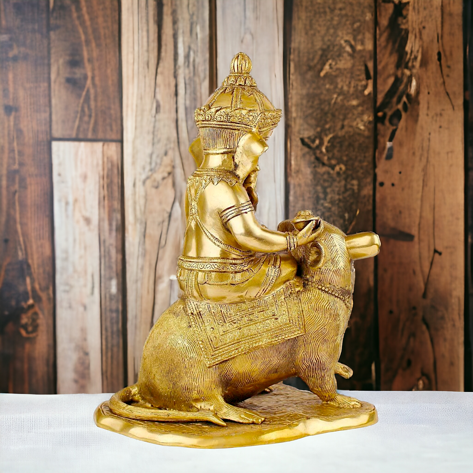 Shop Ganesha Ganpati Seated on Rat Solid Brass Idol - 14 Inches Nikuressence