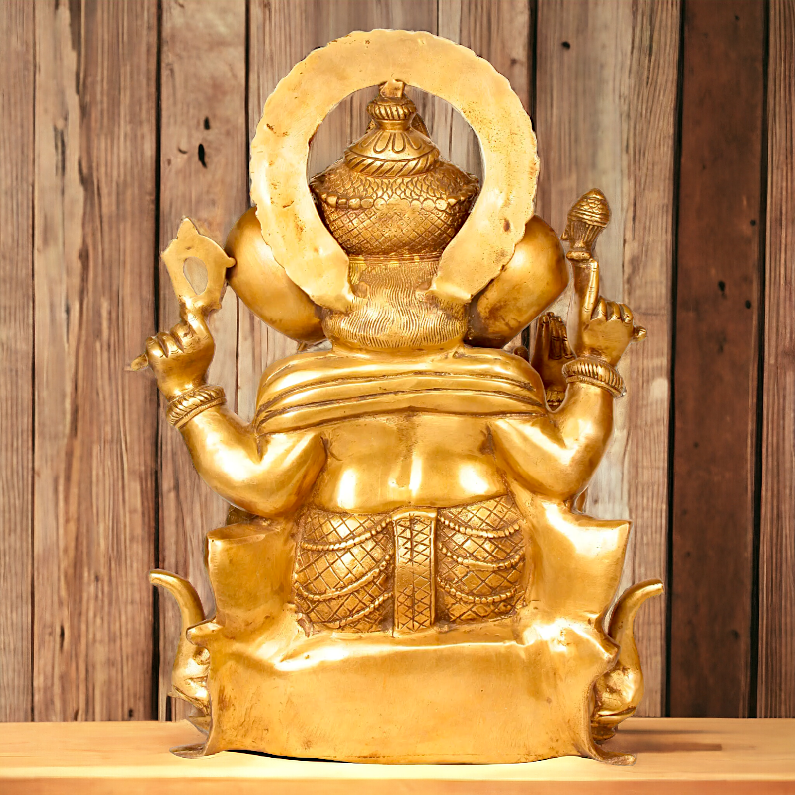 Pure Brass Ganesha Seated on Elephant idol - 20.5 Inches Nikuressence