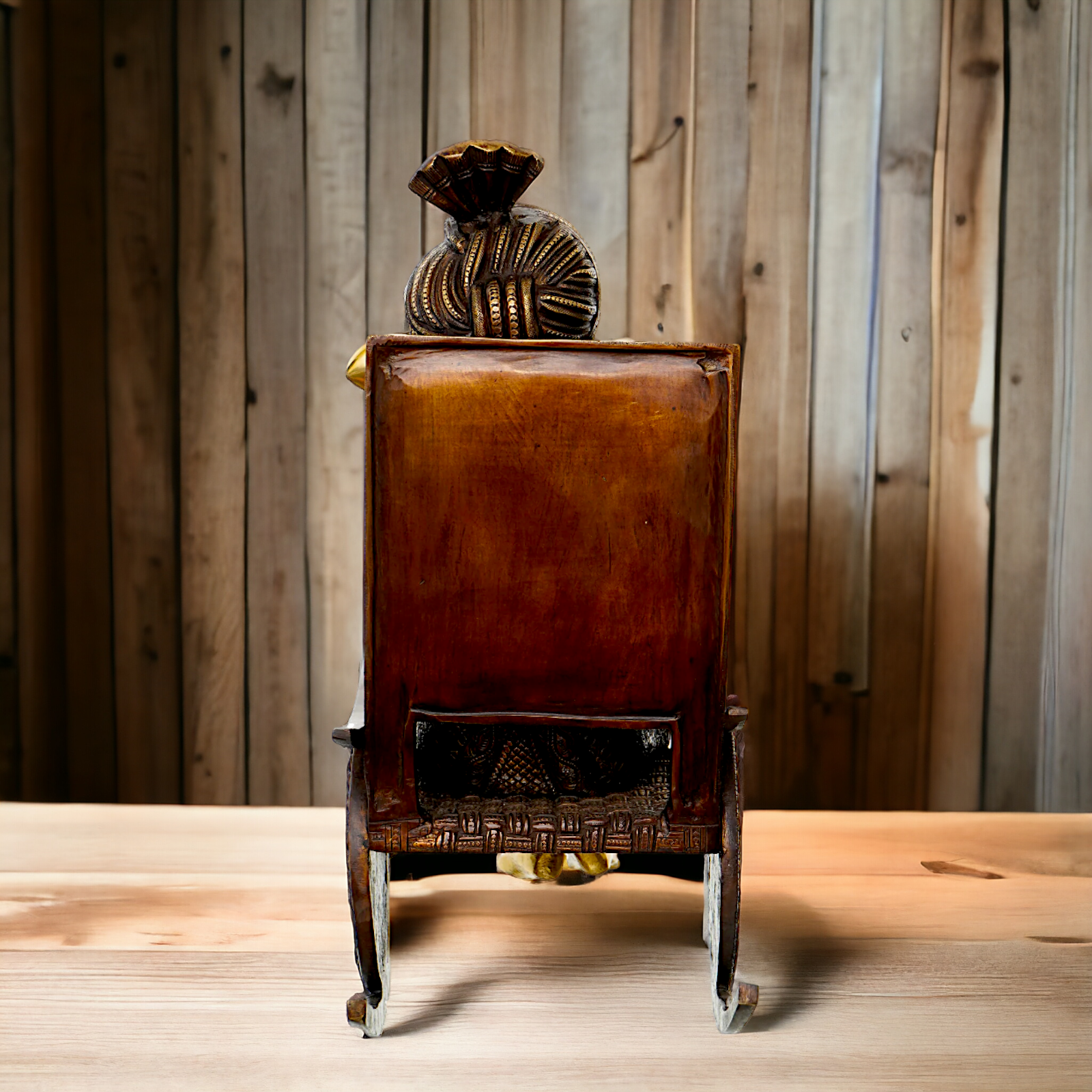 Buy Ganesha Seated on Chair Brass with Stone Work Idol - 15.5 Inches Nikuressence