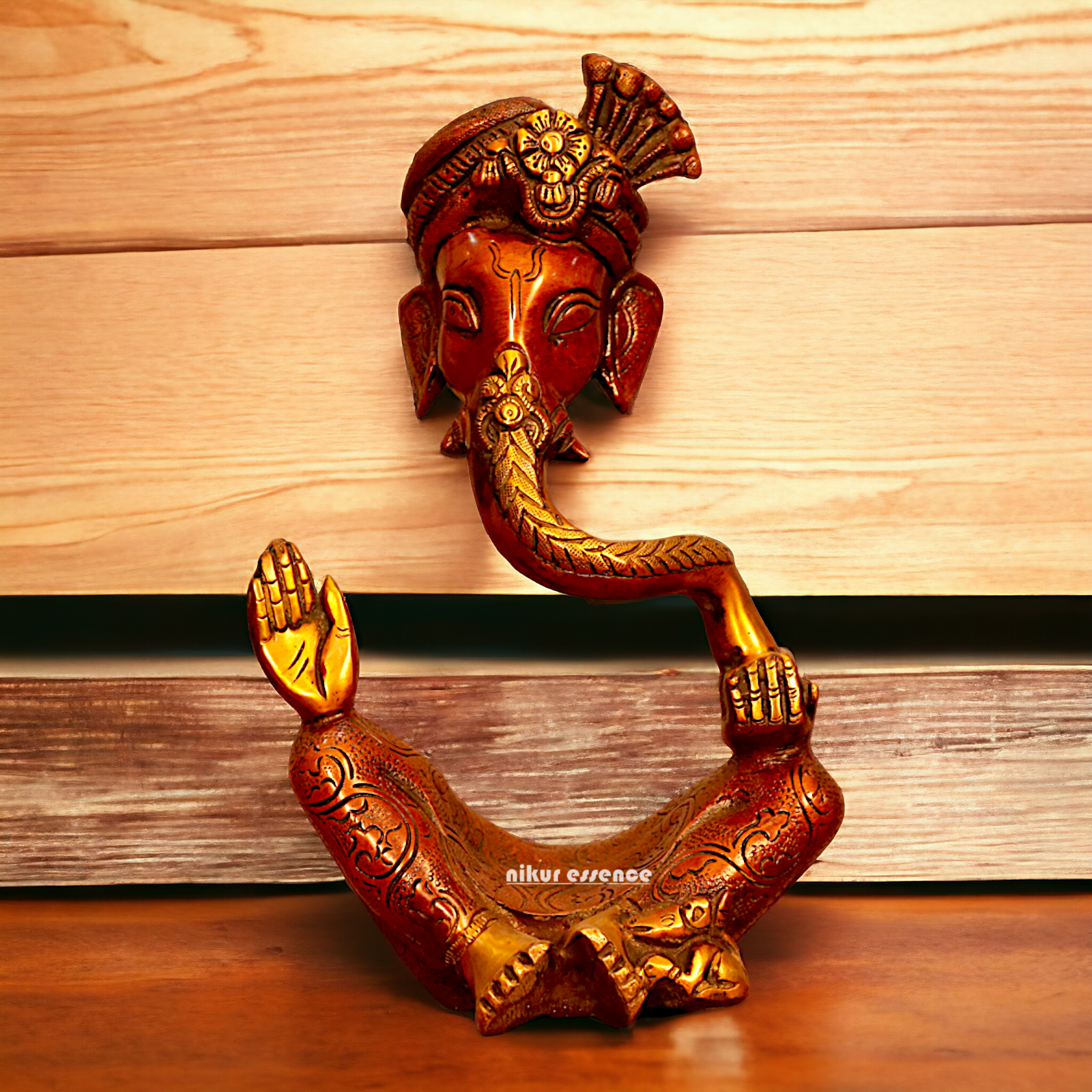 Shop Ganesha brass seated statue - 10.2 Inches Nikuressence