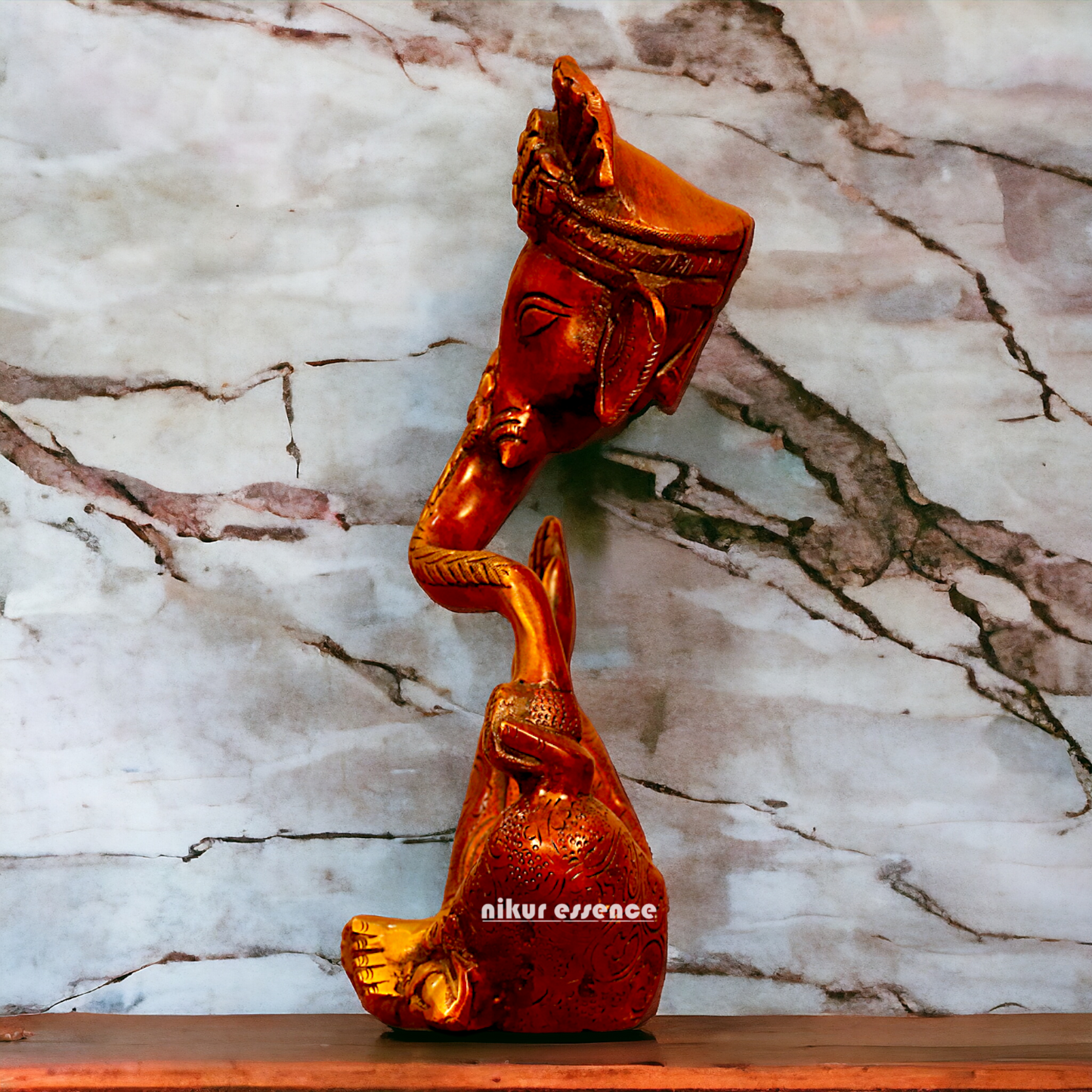 Shop Ganesha brass seated statue - 10.2 Inches Nikuressence