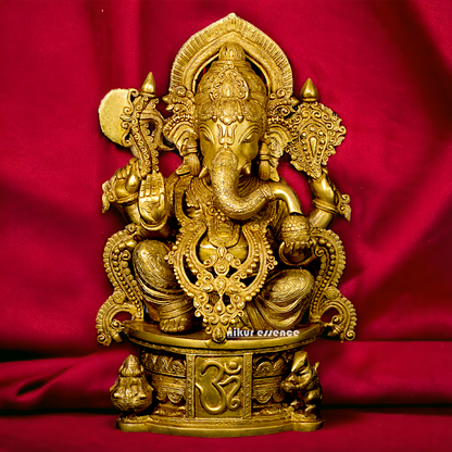Lord Ganesha with Om solid Brass idol - 24 Inches Nikuressence