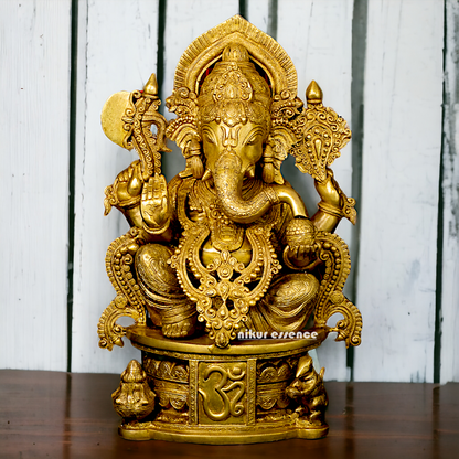 Lord Ganesha with Om solid Brass idol - 24 Inches Nikuressence