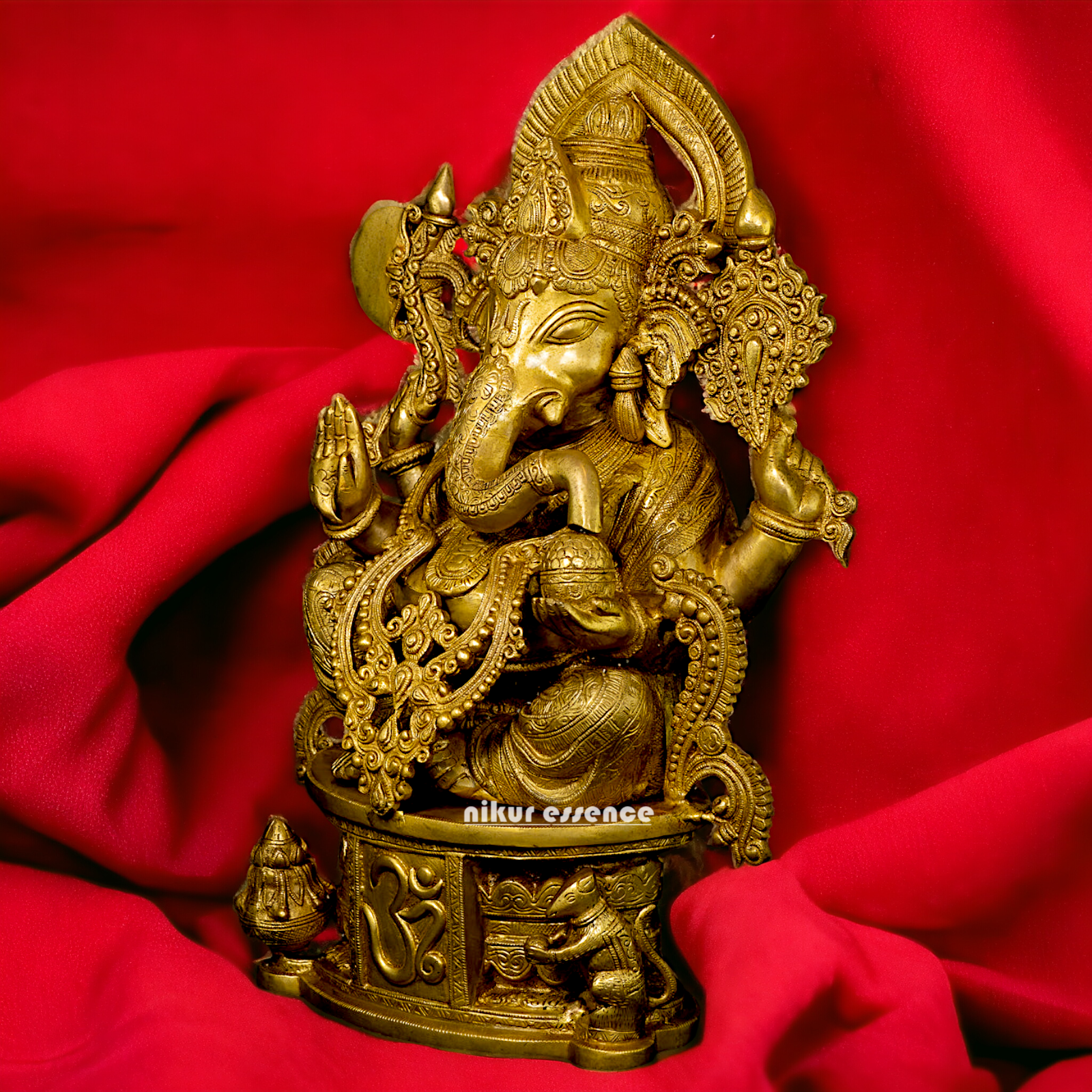 Lord Ganesha with Om solid Brass idol - 24 Inches Nikuressence