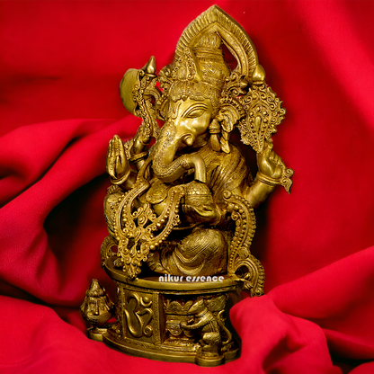 Lord Ganesha with Om solid Brass idol - 24 Inches Nikuressence