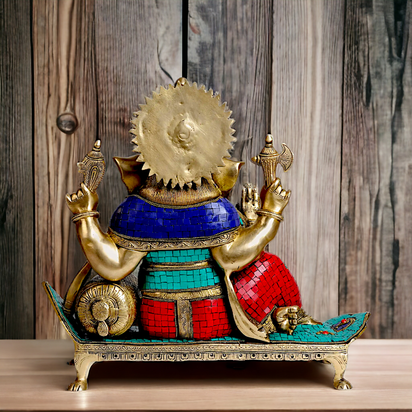 Brass Ganesha Seated on Sofa with Stone Work idol - 19 Inches Nikuressence