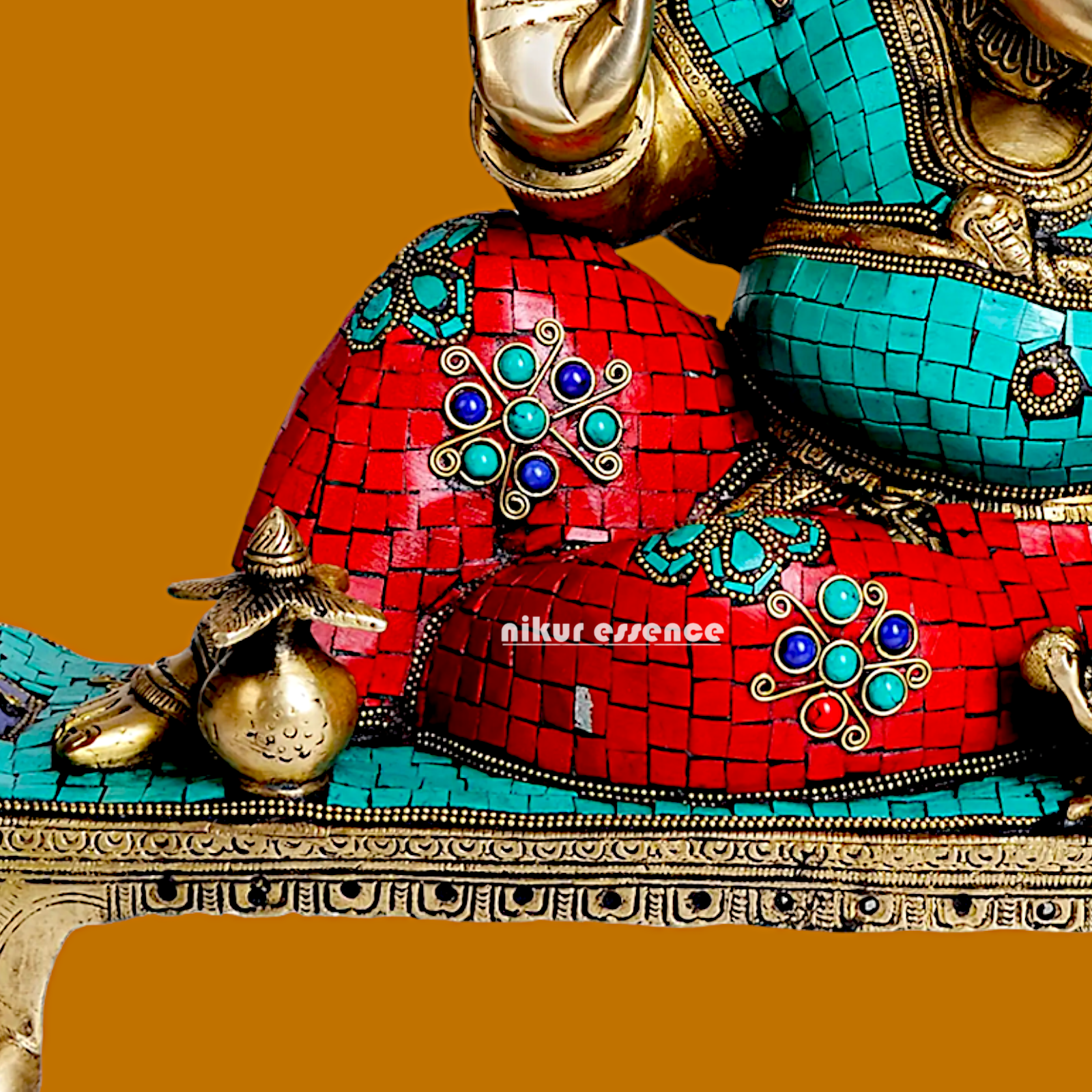 Brass Ganesha Seated on Sofa with Stone Work idol - 19 Inches Nikuressence