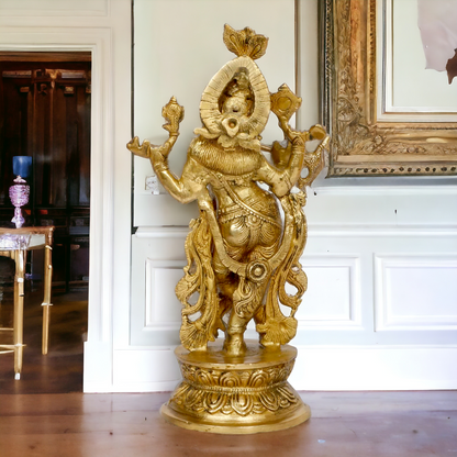 Pure Brass Krishna Murli Playing Flute idol - 12 Inches Nikuressence
