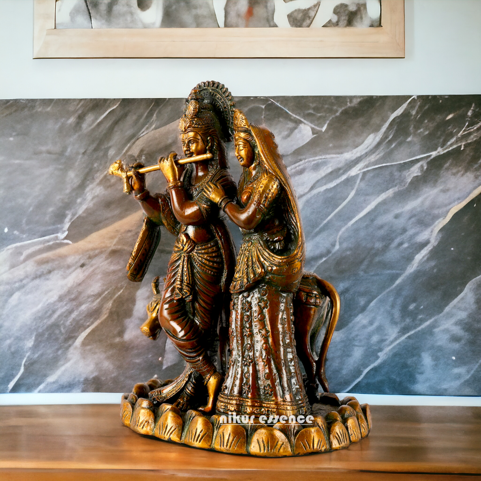 Buy Radha Krishna Brass Idol - 10.5 Inches Nikuressence