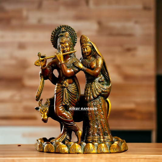 Buy Radha Krishna Brass Idol - 10.5 Inches Nikuressence