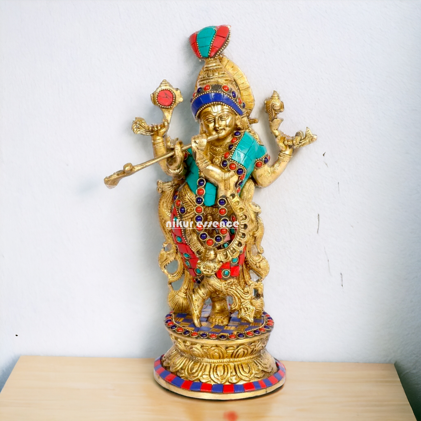 Shop Krishna Murli Stone work idol - 12 Inch Nikuressence