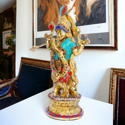 Shop Krishna Murli Stone work idol - 12 Inch Nikuressence