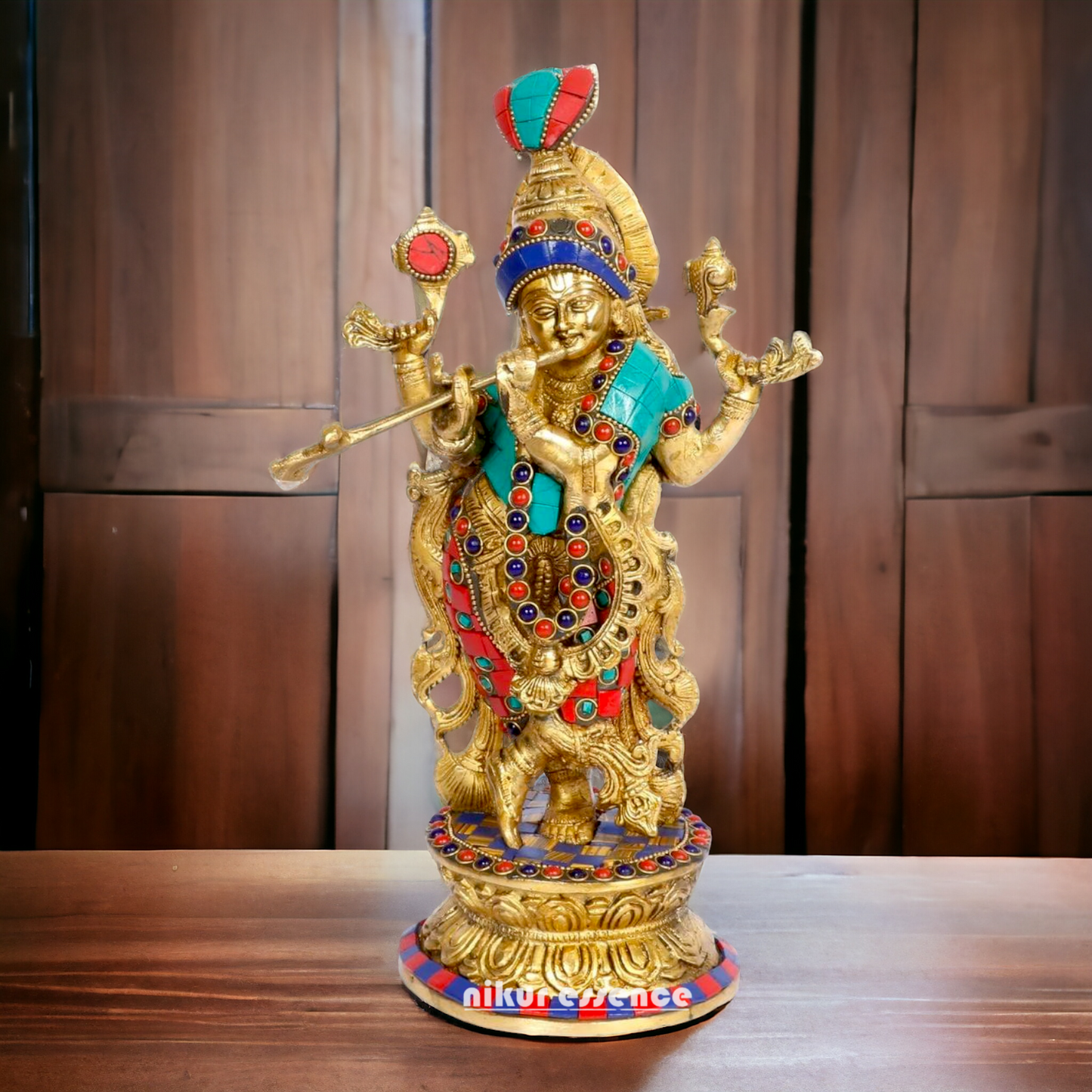 Shop Krishna Murli Stone work idol - 12 Inch Nikuressence