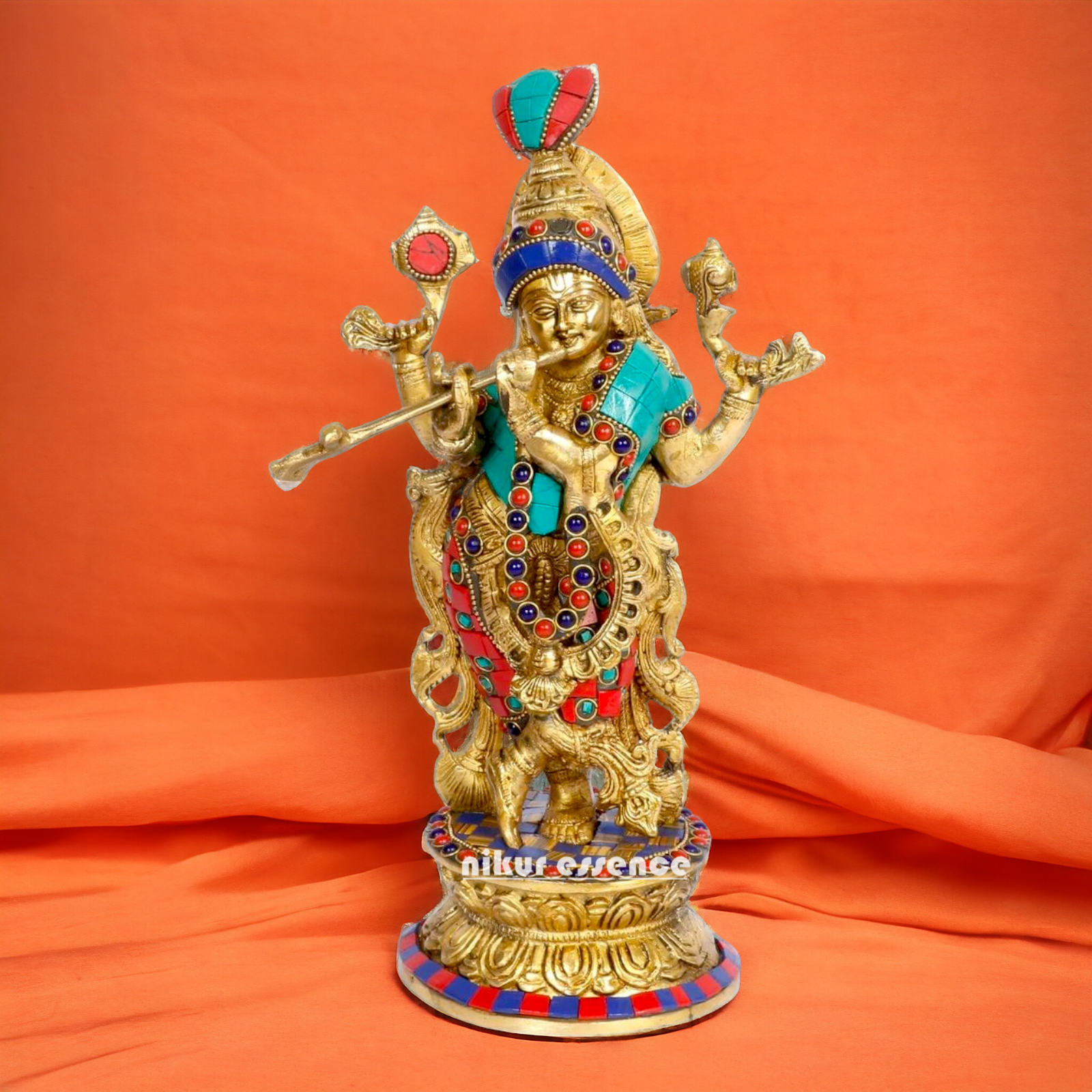 Shop Krishna Murli Stone work idol - 12 Inch Nikuressence
