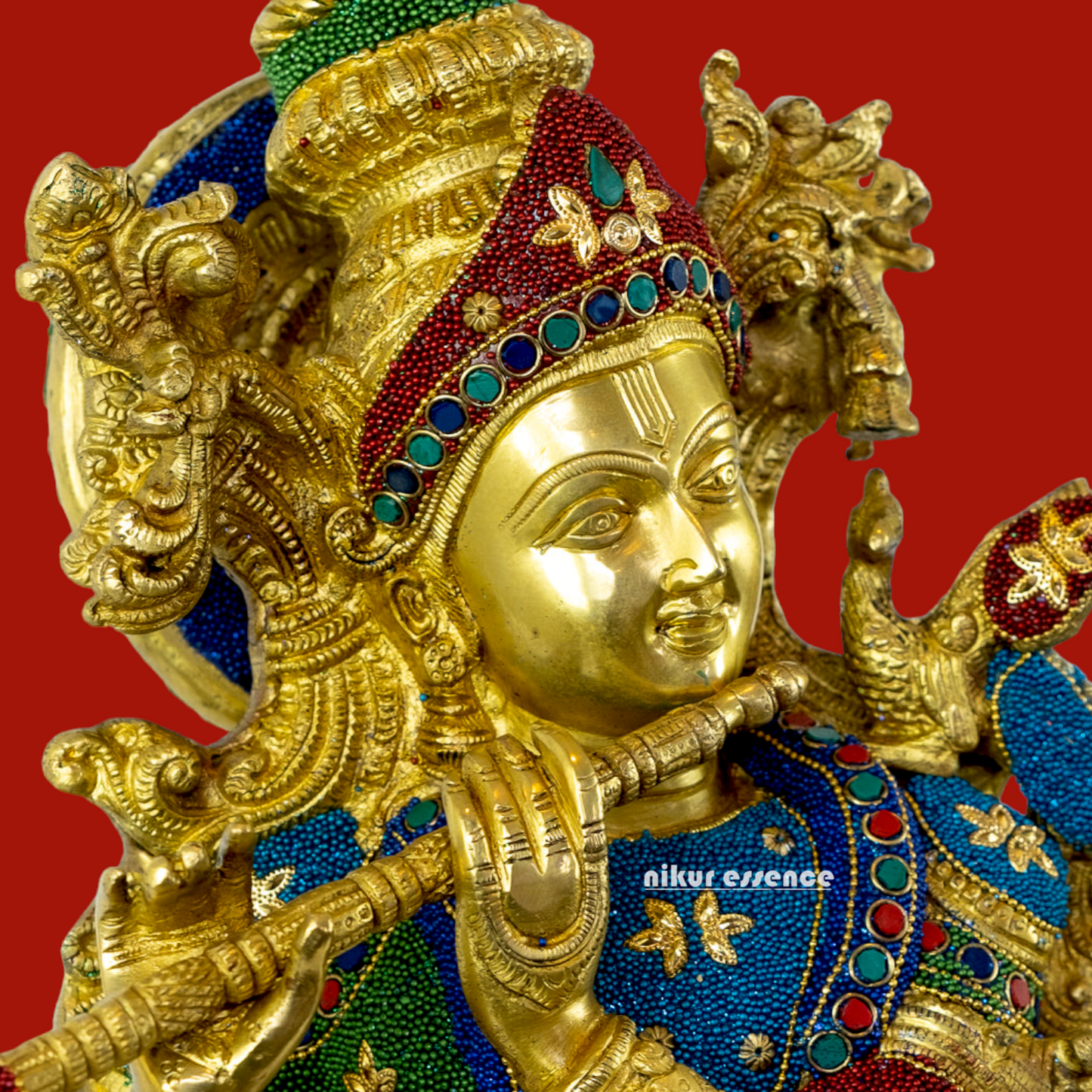 Big Radha Krishna Standing Brass with Stone Work Idol - 29 Inch Nikuressence