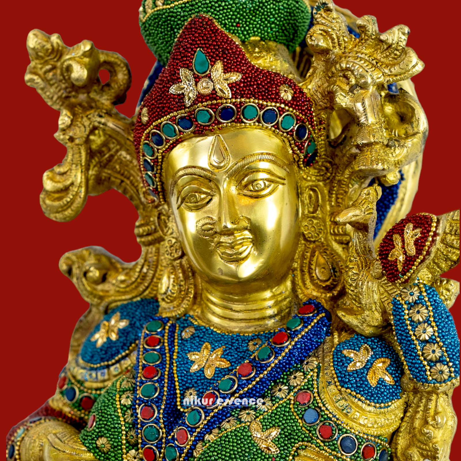 Big Radha Krishna Standing Brass with Stone Work Idol - 29 Inch Nikuressence