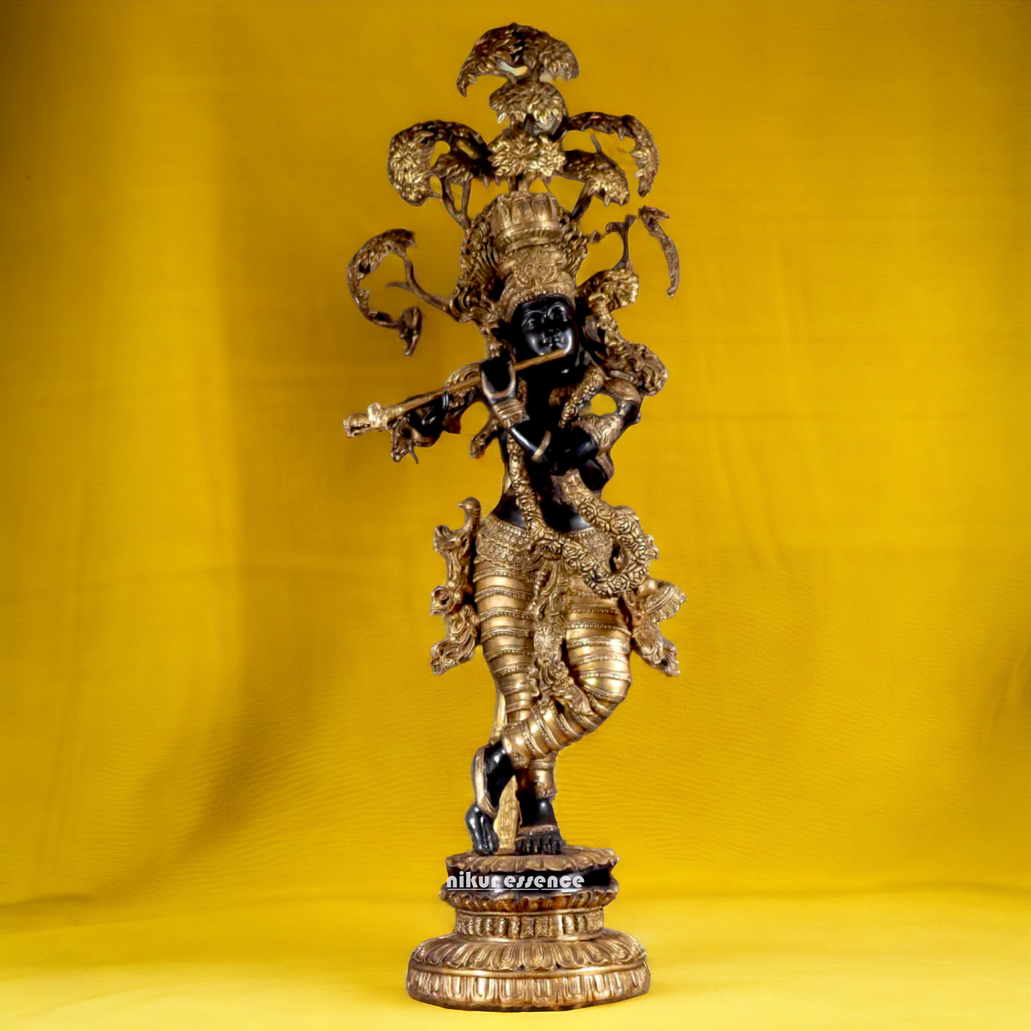 Large Krishna Brass with Tree Idol - 58 Inch Nikuressence