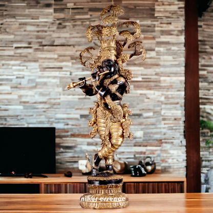 Large Krishna Brass with Tree Idol - 58 Inch Nikuressence