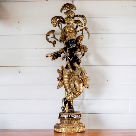 Large Krishna Brass with Tree Idol - 58 Inch Nikuressence
