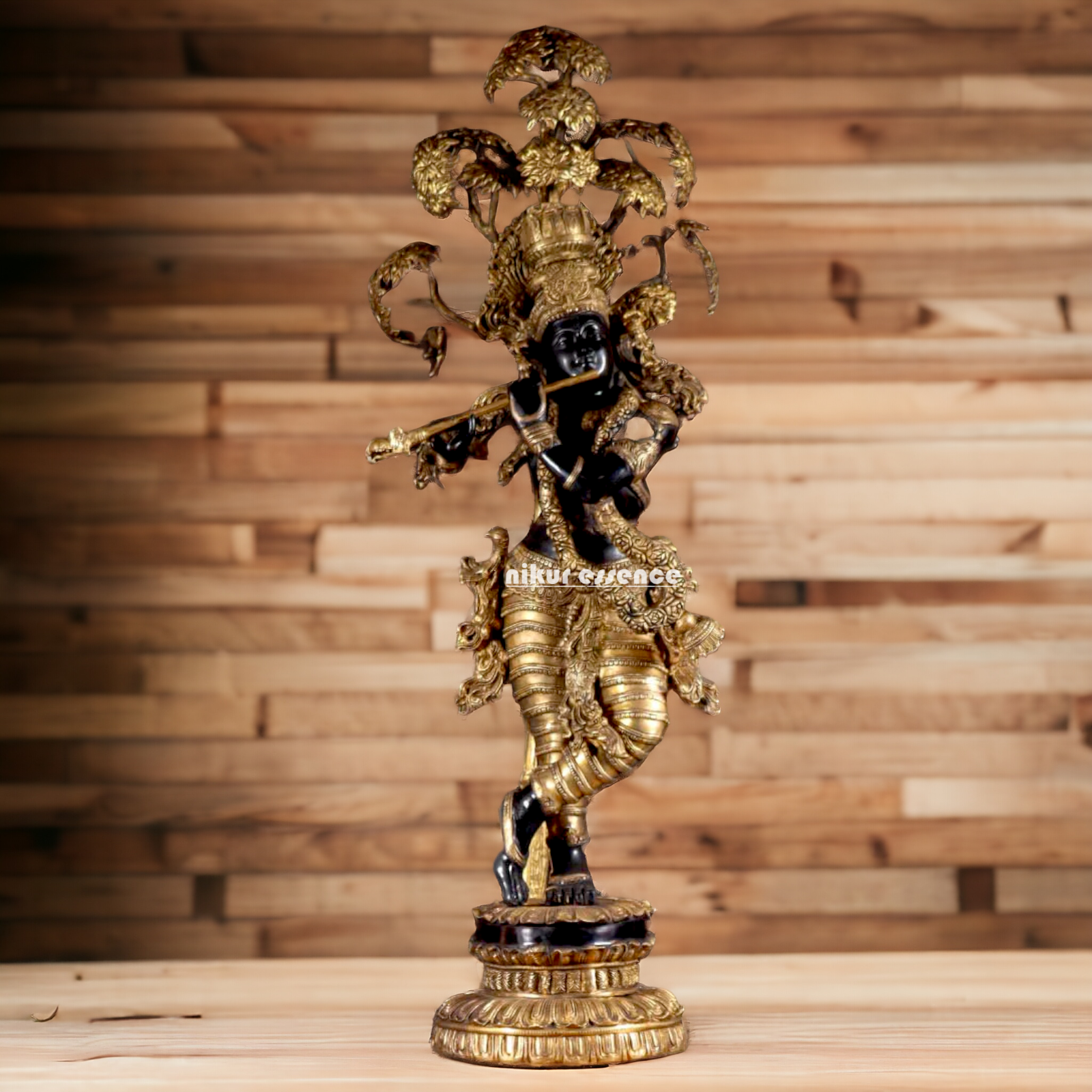 Large Krishna Brass with Tree Idol - 58 Inch Nikuressence