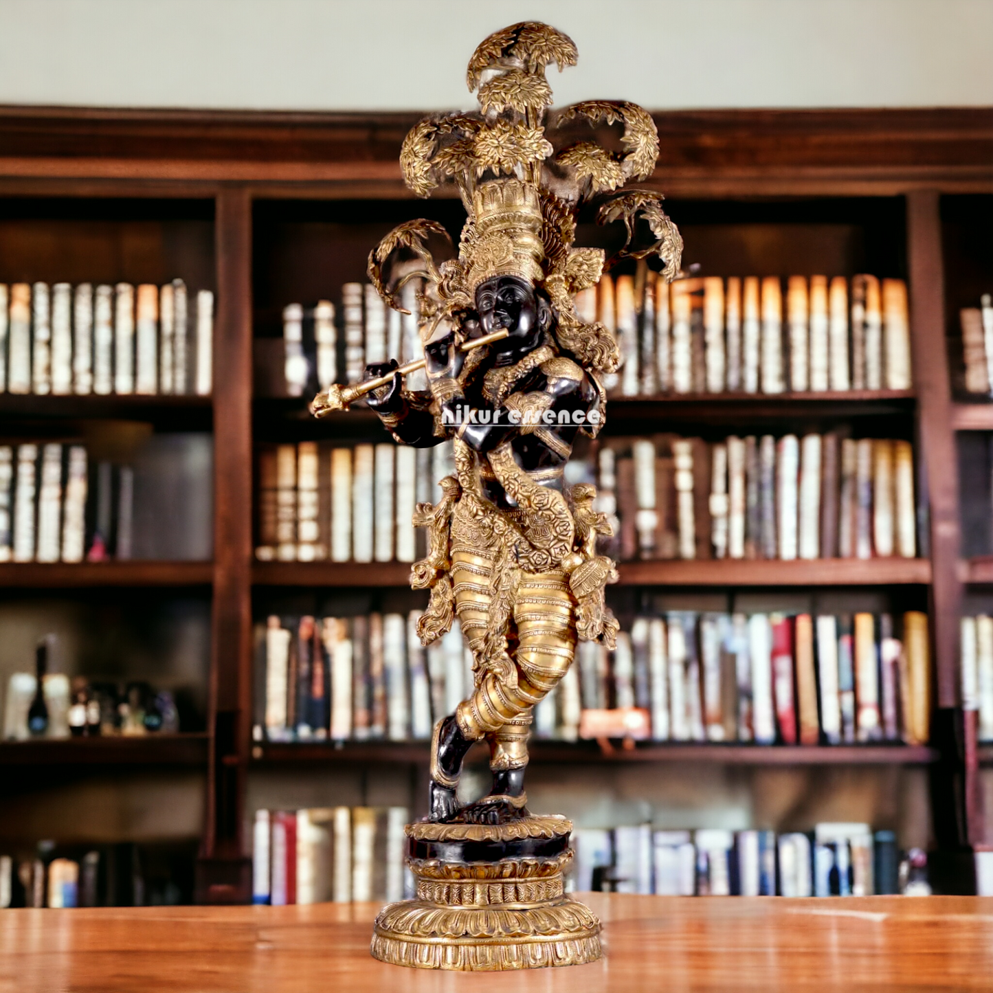 Large Krishna Brass with Tree Idol - 58 Inch Nikuressence