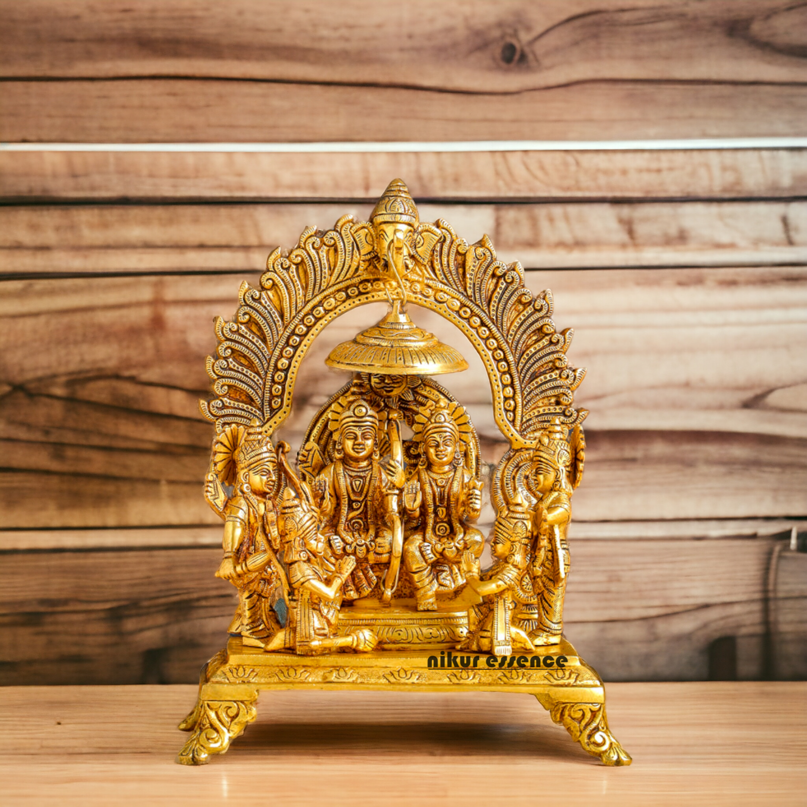 Lord Ram Darbar Parivar Sitting on Singhasan Solid Brass idol - 13 Inch Nikuressence