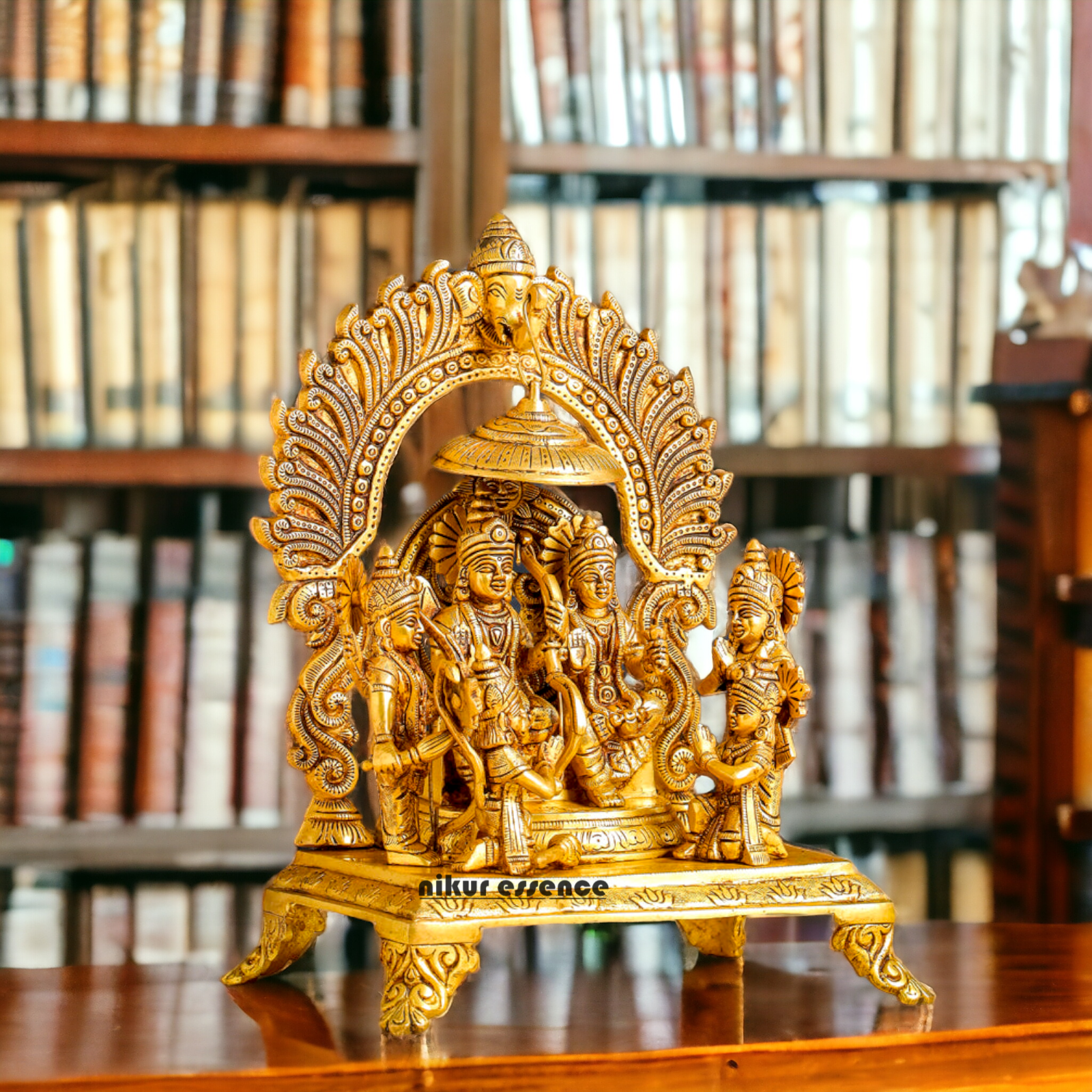 Lord Ram Darbar Parivar Sitting on Singhasan Solid Brass idol - 13 Inch Nikuressence