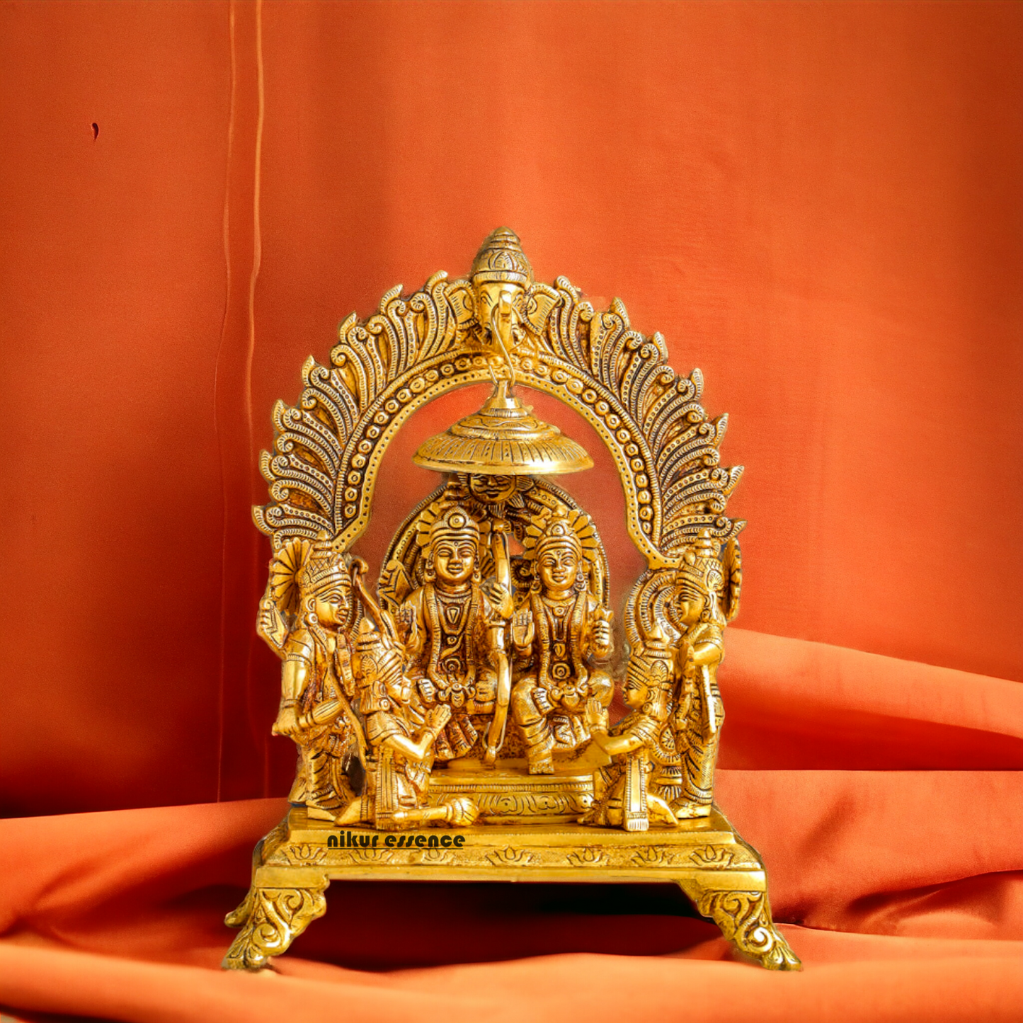 Lord Ram Darbar Parivar Sitting on Singhasan Solid Brass idol - 13 Inch Nikuressence