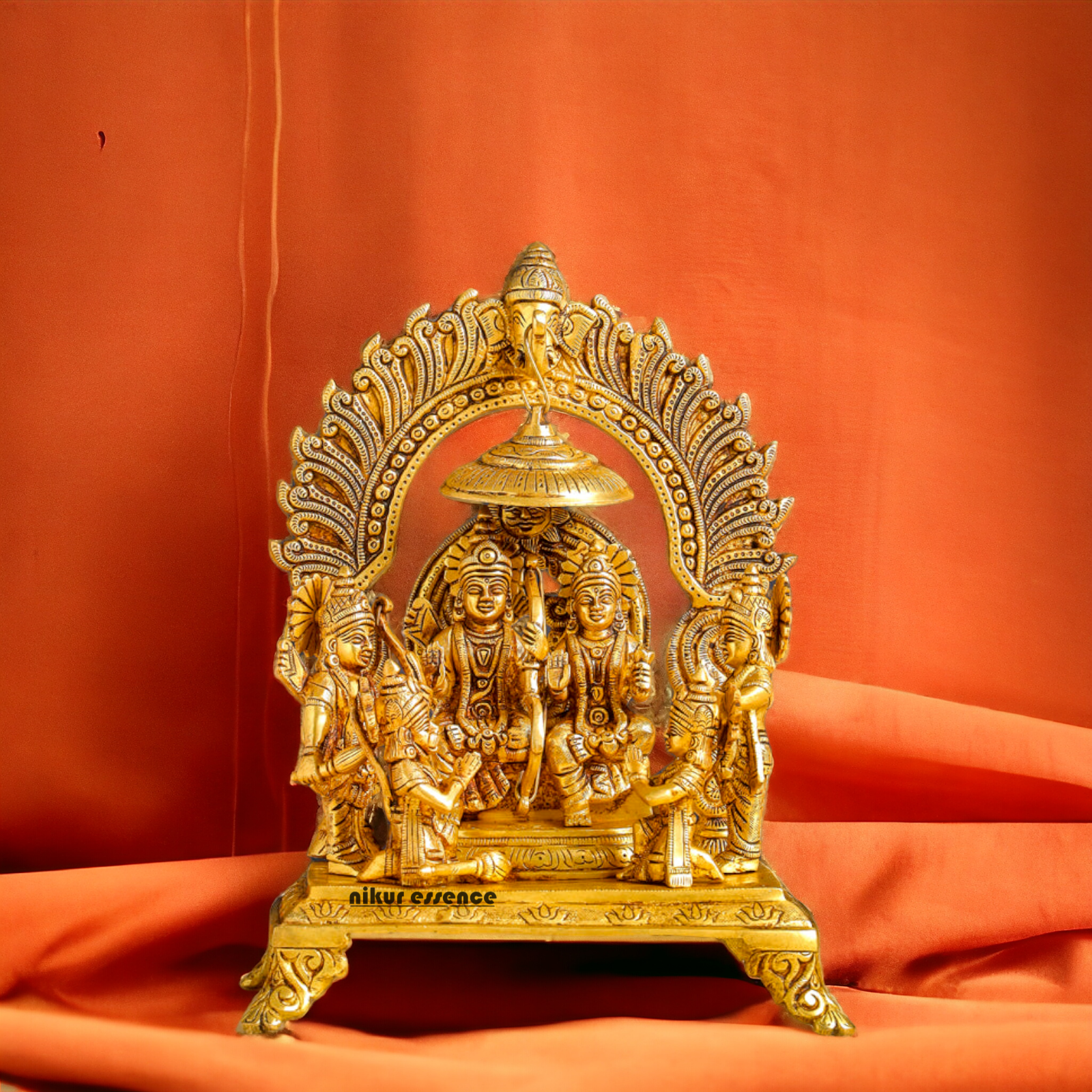 Lord Ram Darbar Parivar Sitting on Singhasan Solid Brass idol - 13 Inch Nikuressence