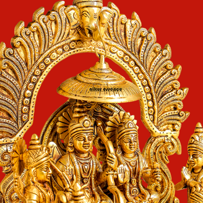 Lord Ram Darbar Parivar Sitting on Singhasan Solid Brass idol - 13 Inch Nikuressence