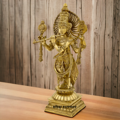Brass Krishna Standing idol - 24 Inch Nikuressence
