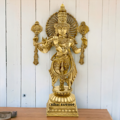 Brass Krishna Standing idol - 24 Inch Nikuressence