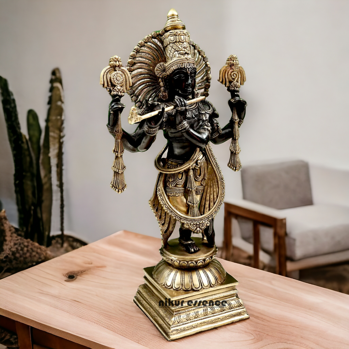 Big Black Krishna Brass idol - 24 Inch Nikuressence