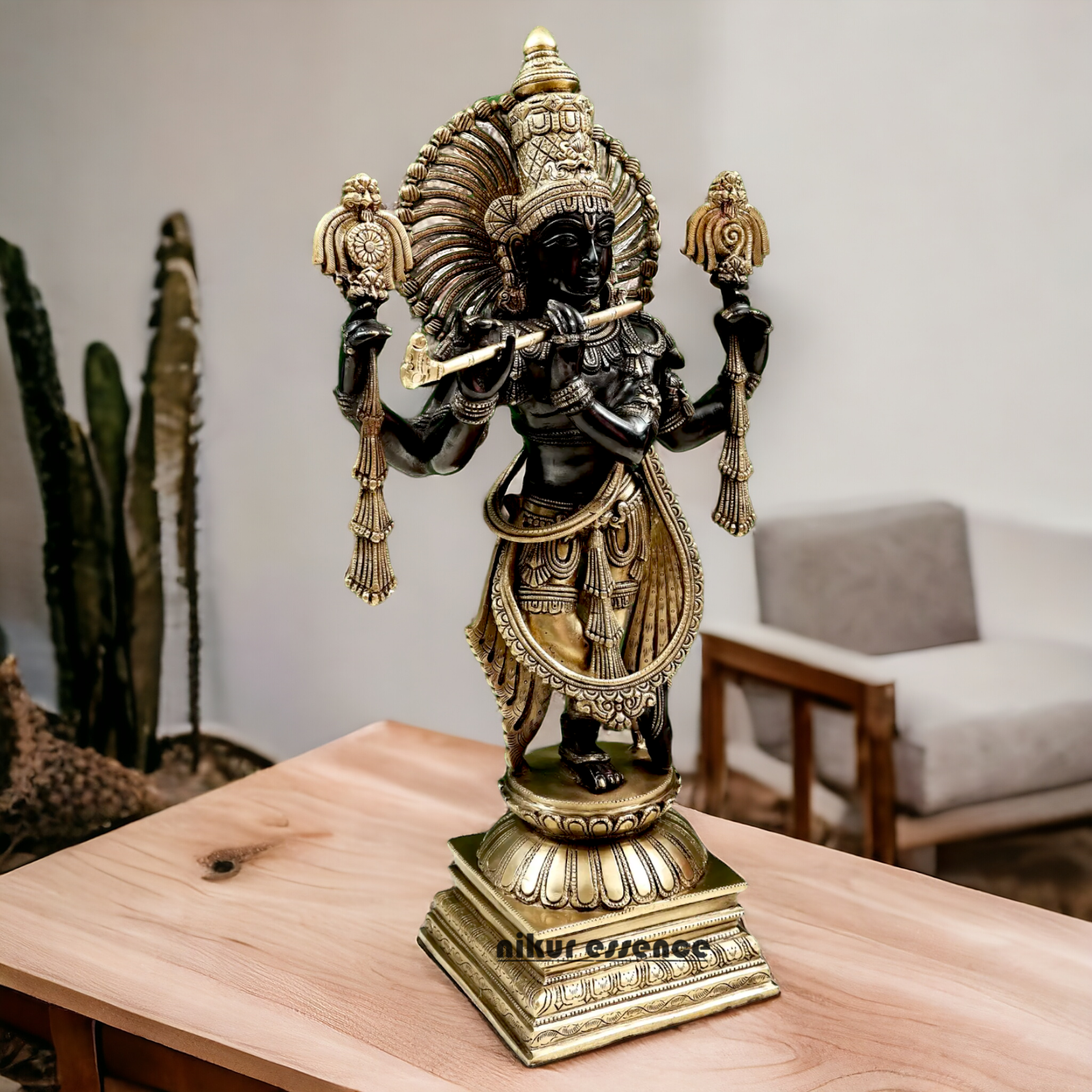 Big Black Krishna Brass idol - 24 Inch Nikuressence