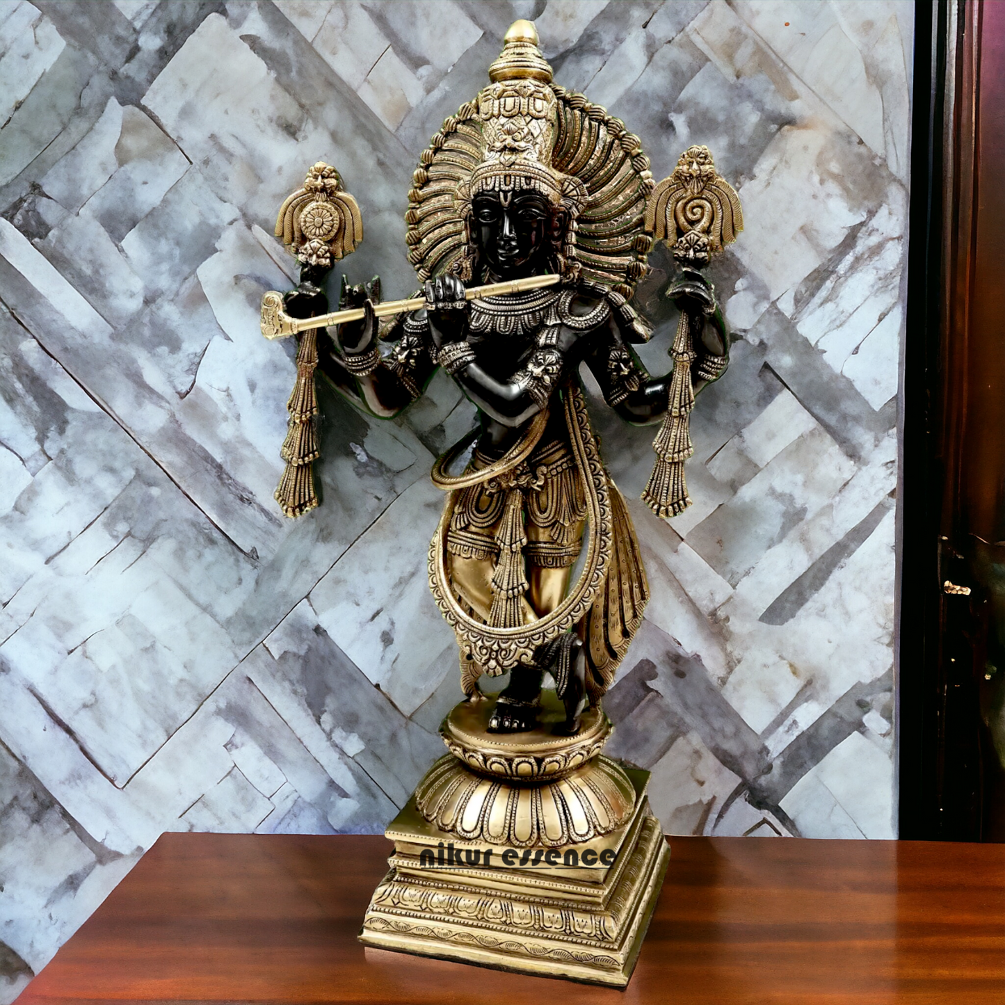 Big Black Krishna Brass idol - 24 Inch Nikuressence