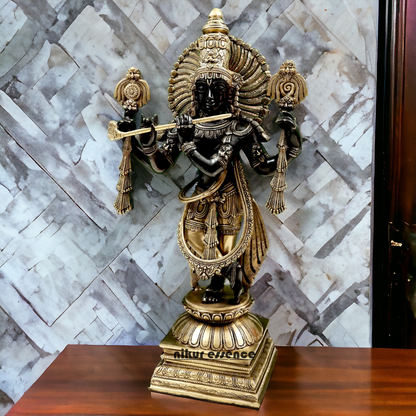 Big Black Krishna Brass idol - 24 Inch Nikuressence