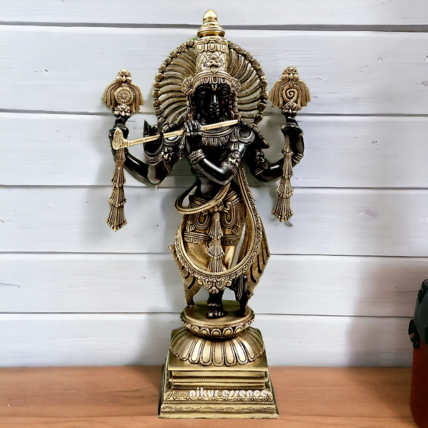 Big Black Krishna Brass idol - 24 Inch Nikuressence