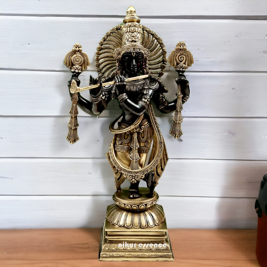 Big Black Krishna Brass idol - 24 Inch Nikuressence
