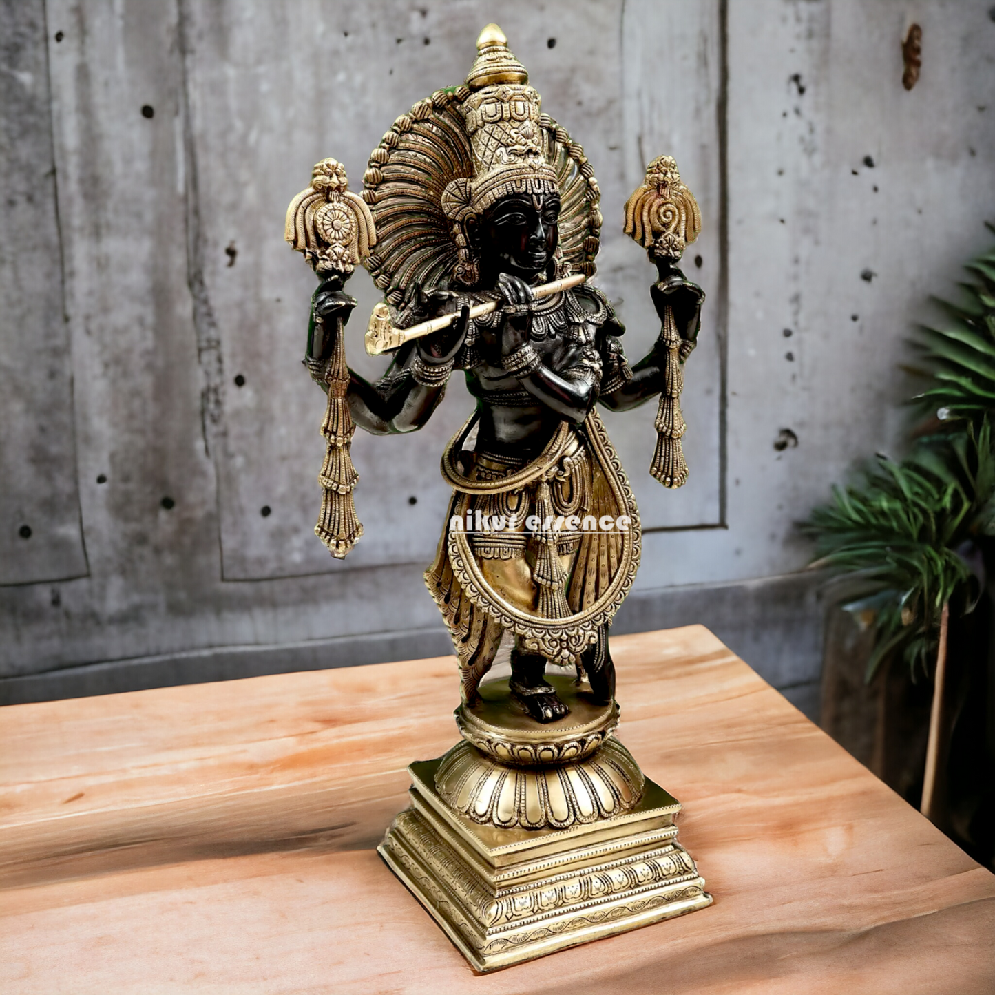 Big Black Krishna Brass idol - 24 Inch Nikuressence