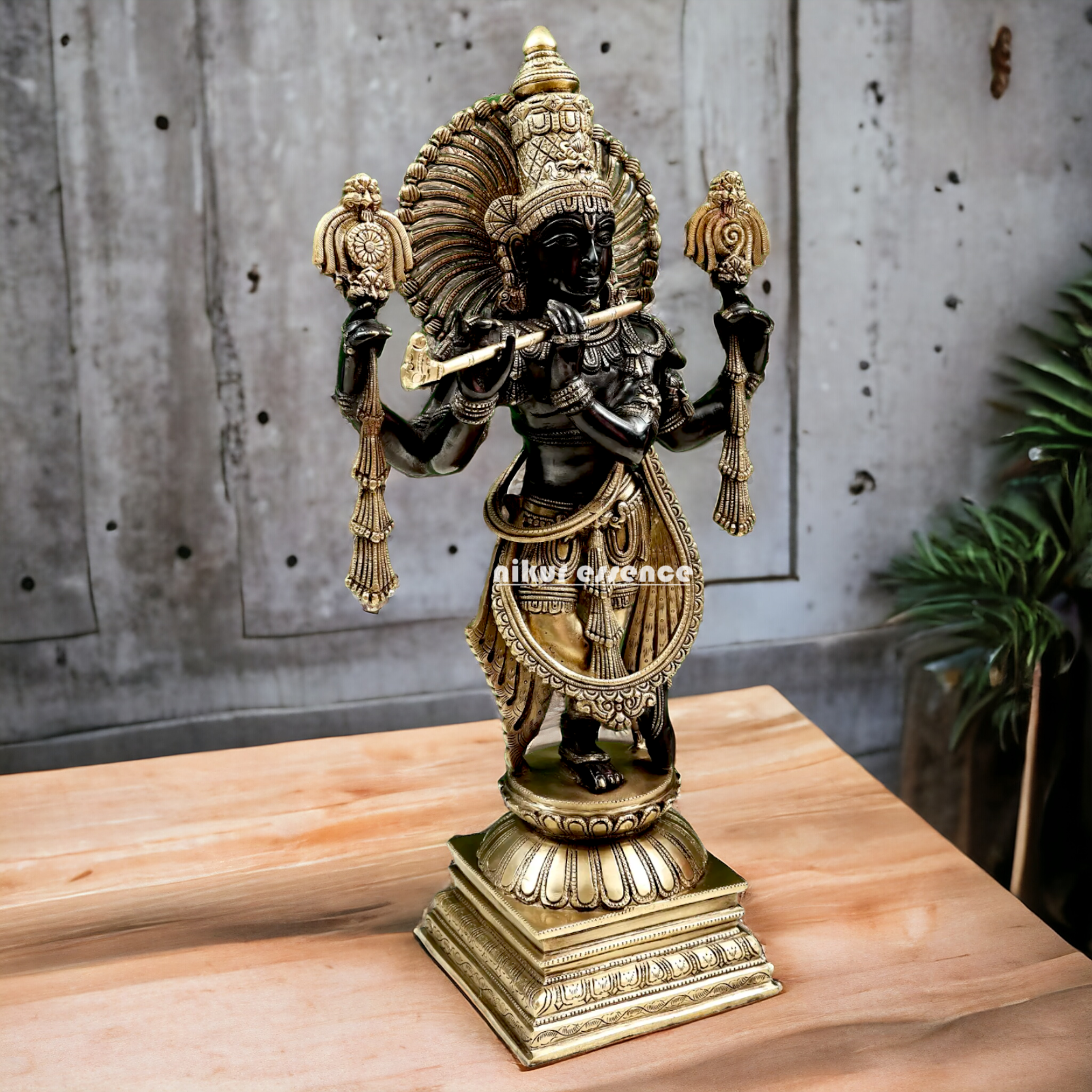 Big Black Krishna Brass idol - 24 Inch Nikuressence